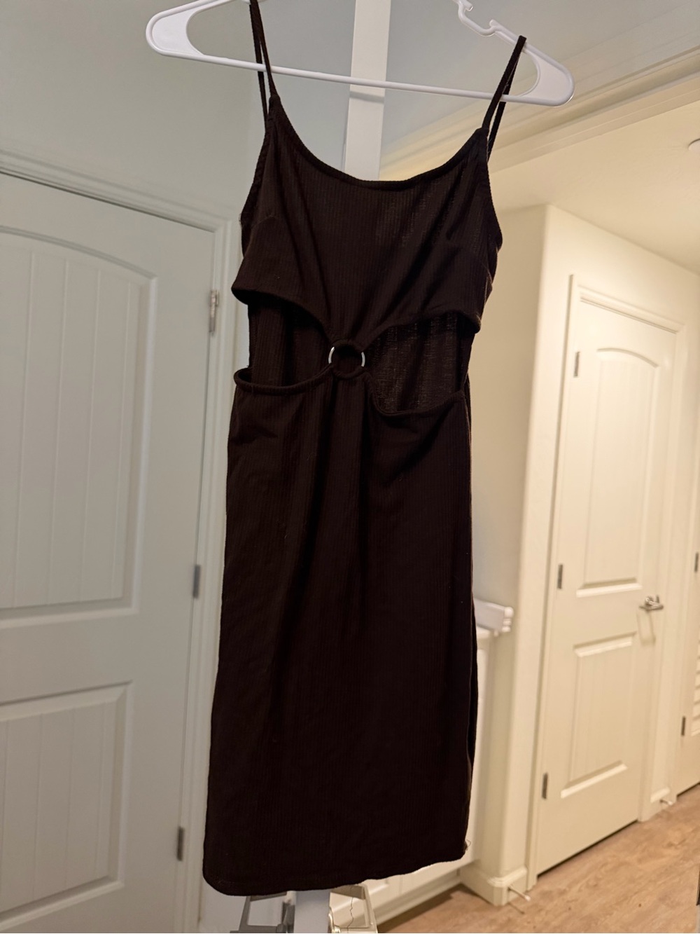 Black Spaghetti-Strap Cutout Midi Dress